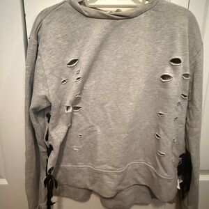 Vintage Havana Distressed Side Tie Sweatshirt